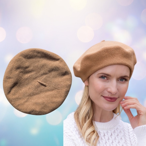 AMERICAN APPAREL | Classic Camel Tan Wool Beret OS - Picture 2 of 7